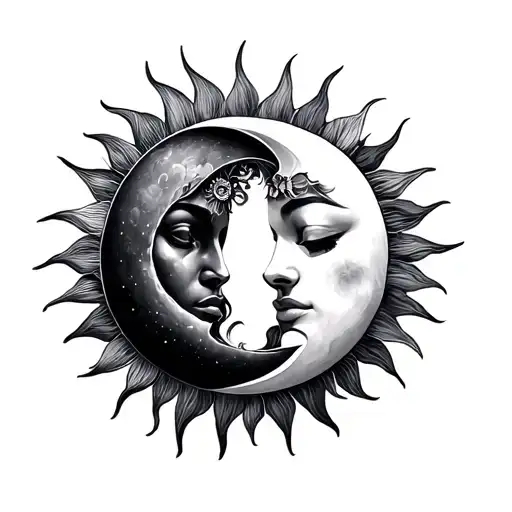 Sun And Moon Intertwined No Faces