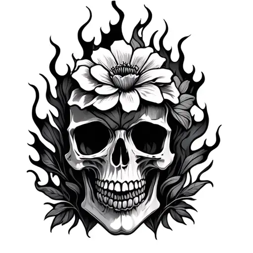 Skull Flower Flames