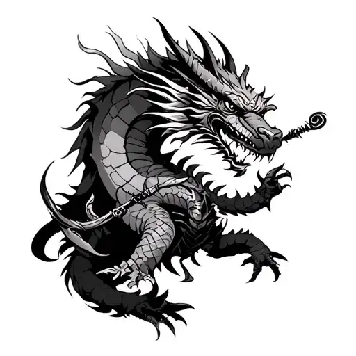 Samurais Protecting Dragon Temple