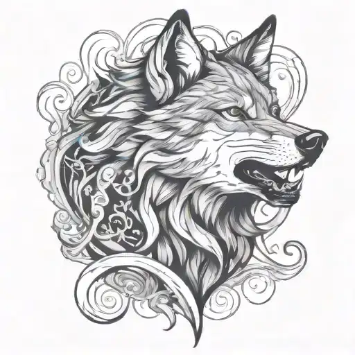 Wolf And Smoke Swirling