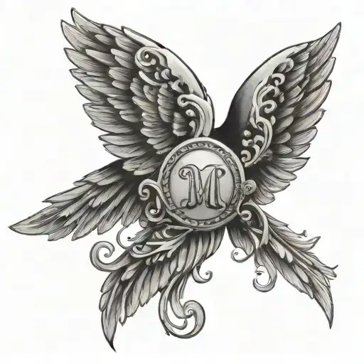 Wings With Initial And Halo