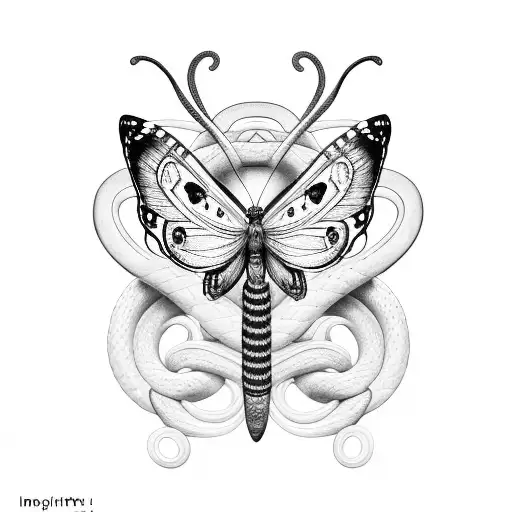 Butterfly Intertwined By Snake