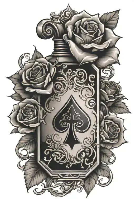 Ace Of Spades Card Roses Chain