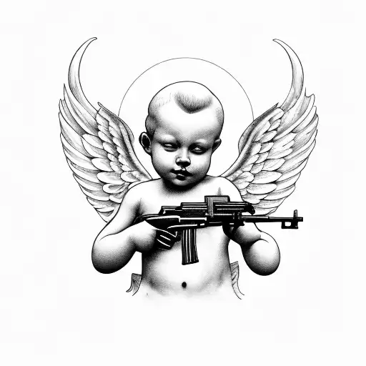 Cherub With Ak47 And Cigar