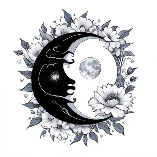 Flowers With The Moon And The Sun