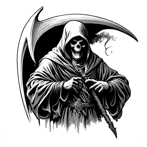 Full Body Grim Reaper With Scythe