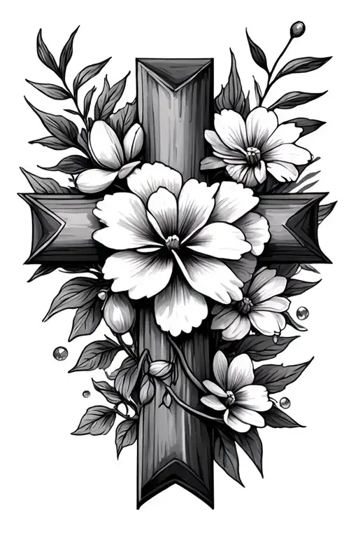 Cross With January September December Birth Flowers