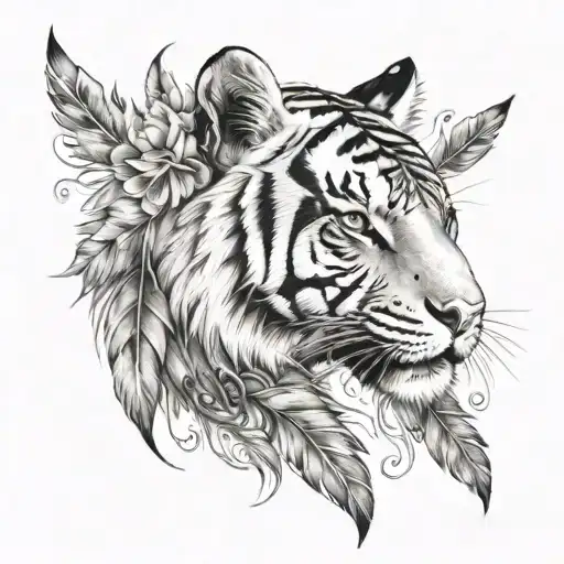 Tiger With Feathers Dangling