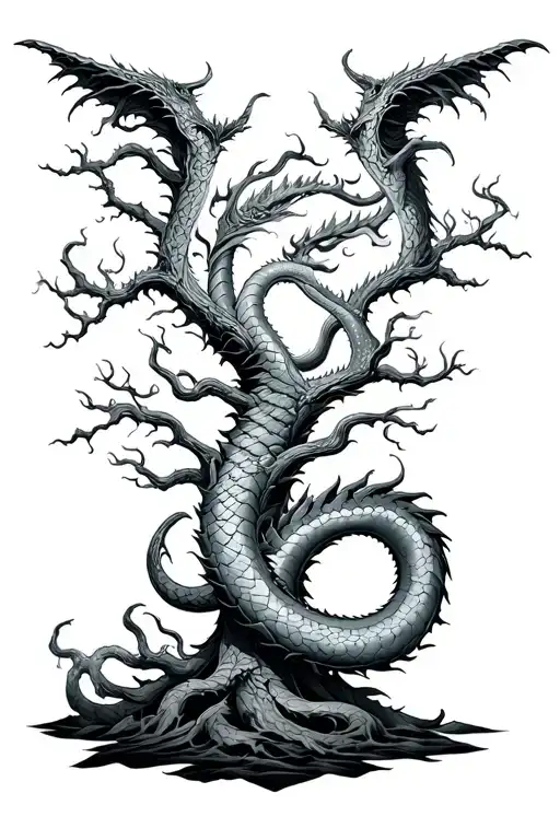Traditonal Jormungandr Tree Norse
