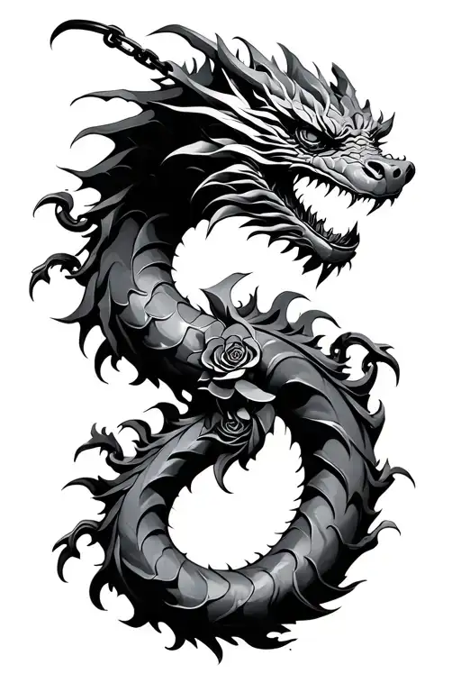 Dragon Ey Sign Rose Chain Forming The Shape