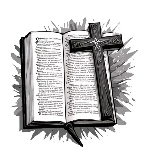 Christian Bible And A Background Cross