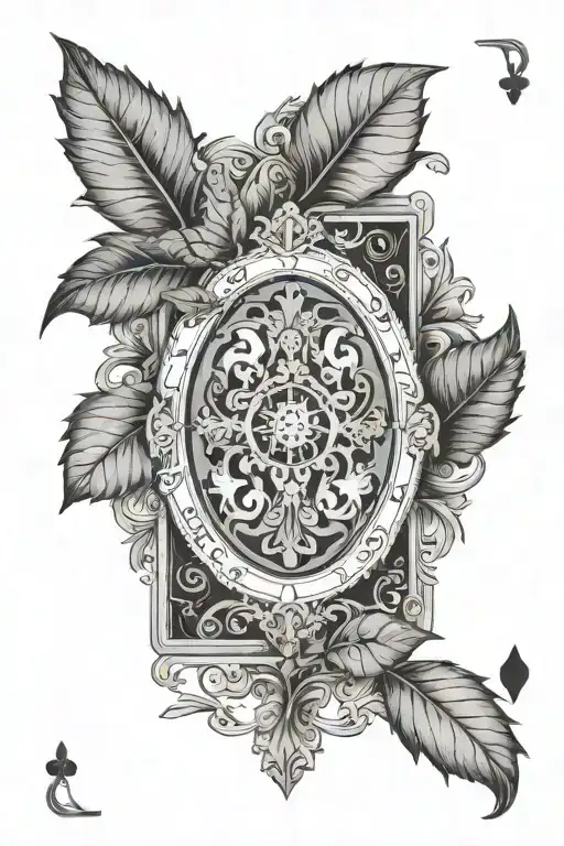 Blank Playing Card With Leaves Around The Card Representing The Passage Of Time