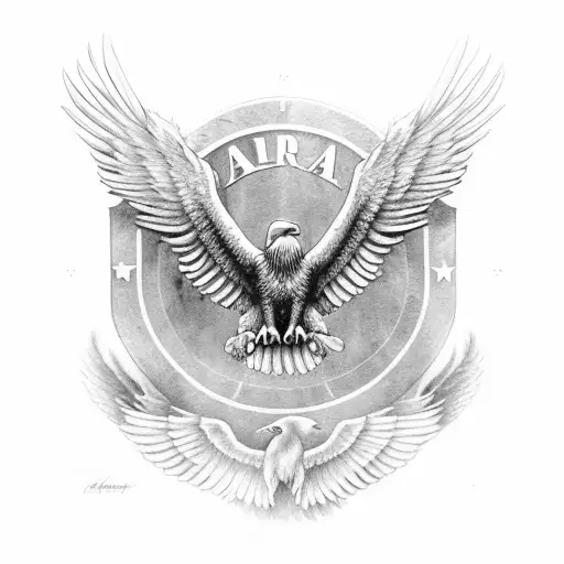 American Eagle With Wings Spread Out And Holding 1911 Gun In Both Talons