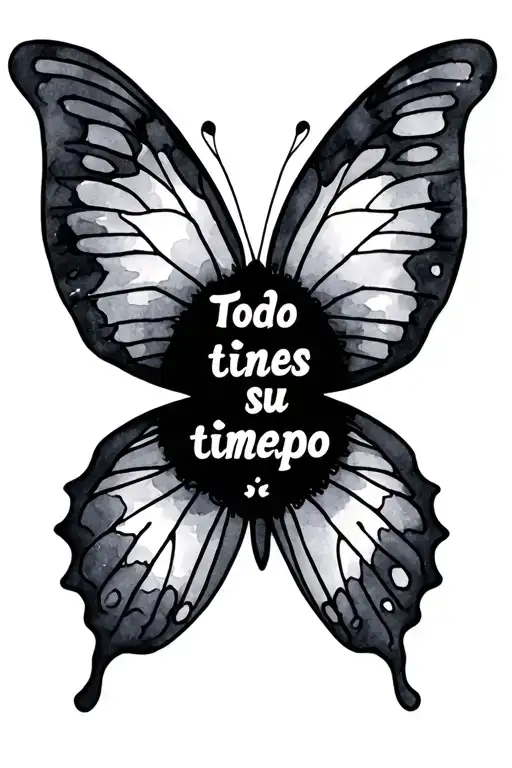 Unique Watercolor Butterfly With The Phrase Todo Tiene Su Tiempo In Cursice