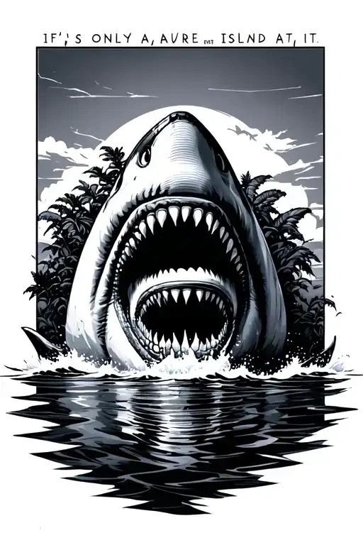 Jaws Tattoo It's Only An Island If You're Looking At It From The Water