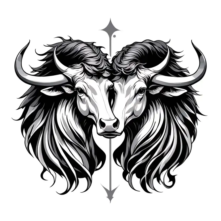 Zodiac Sign Aquarius And Taurus Intertwined