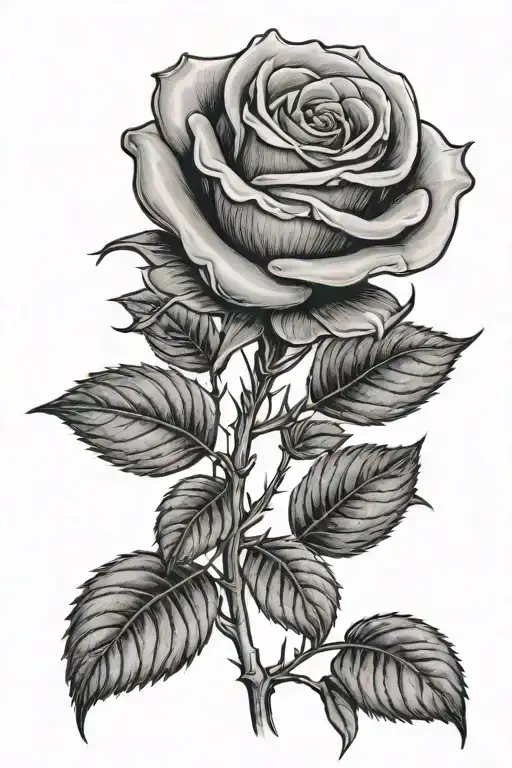 A Rose With The Name Alba On The Stem