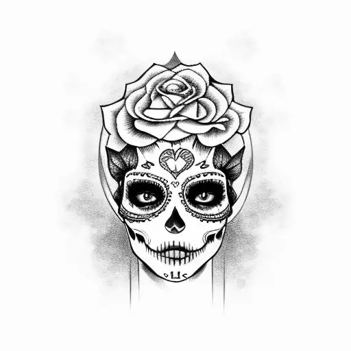 Sugar Skull Half Girl Face