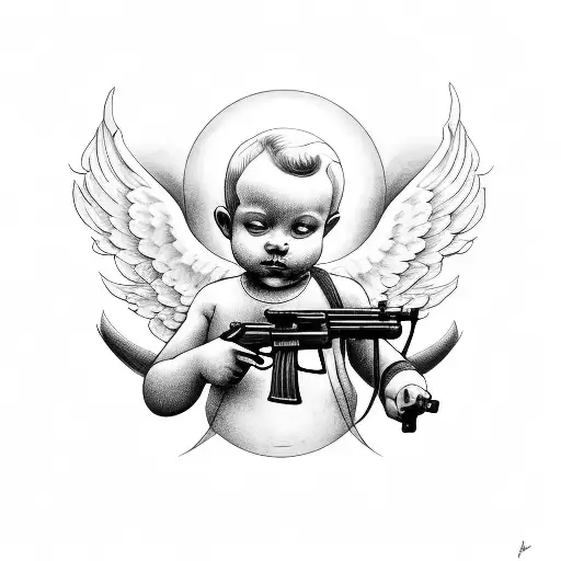 Cherub With Ak47 And Cigar