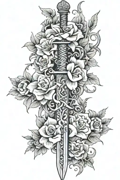 Floral Sword Intertwined
