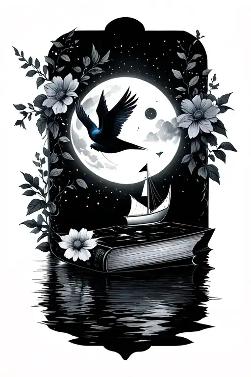 Books Magical Flowers Sailingboat Moon Swallow