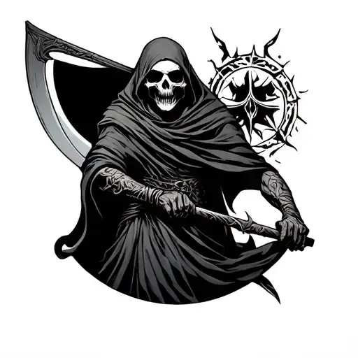 Full Body Grim Reaper With Scythe