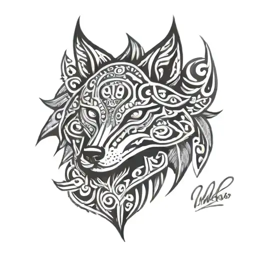 Polynesian Tattoo Tribal Wolf