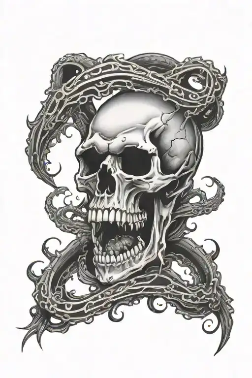 Skull With Tentacles Emerging