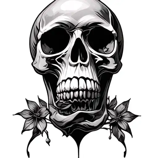 Black And White Skull Side