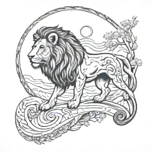 Jesus Lion Moon Winding Path Going Towards