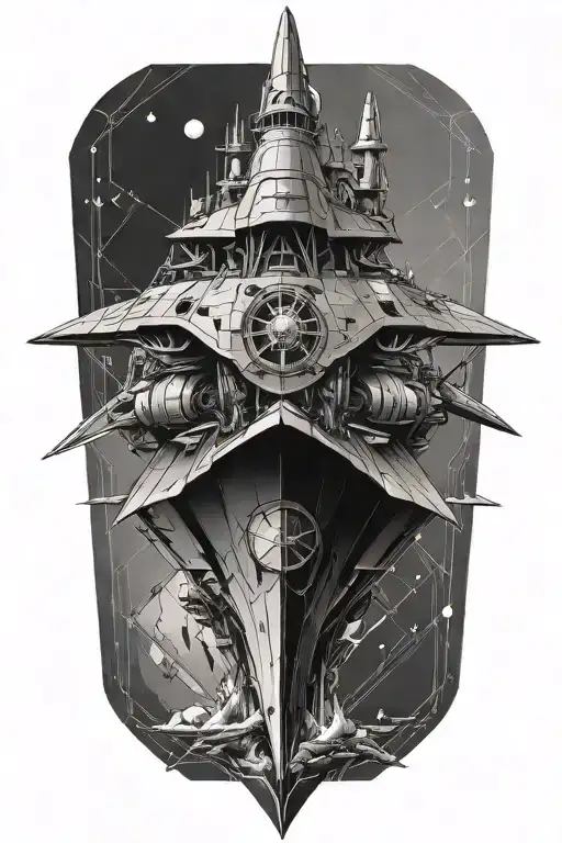 Geometric Sci Fi Pirate Spaceship