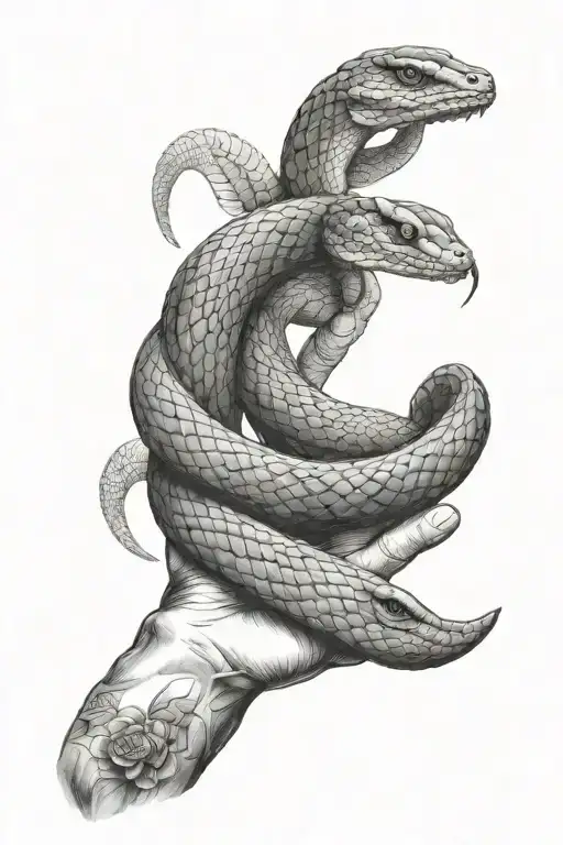 Two Hands With A Snake In Its Center