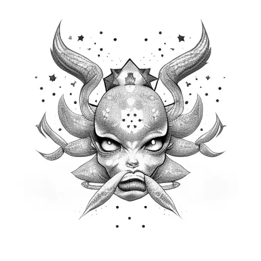 Bimbo Stars In Ascending Size With Scorpion Passing Through Stars For Side Of The Hip