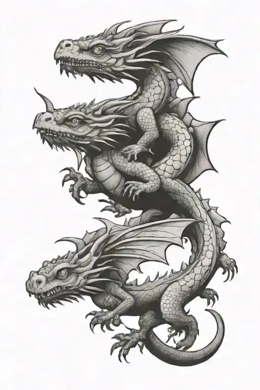 Two Little Dragons Fly Separately From Each Other Half