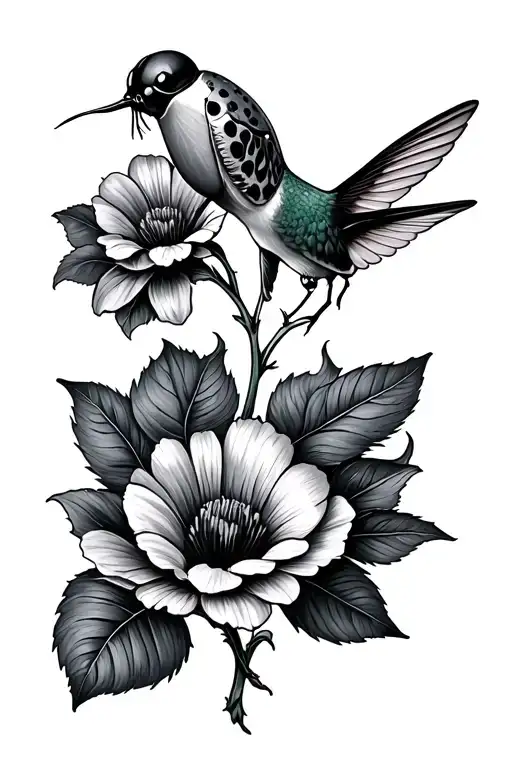 Flowers Ladybug Hummingbird