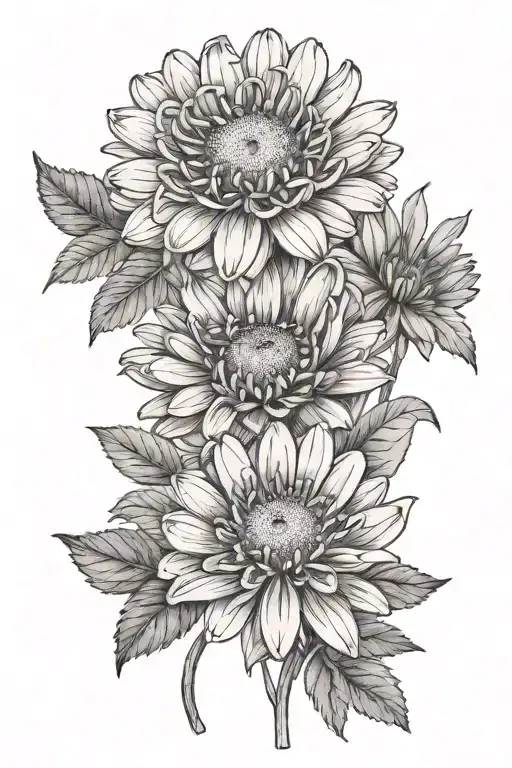 Chamomile And Calendula Floral Tattoo Fine Line