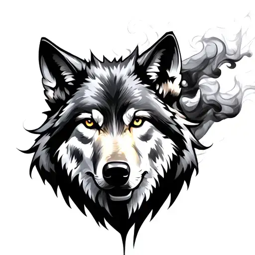 Wolf Face With Smoke