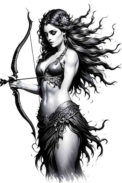 Goddess Holding Bow And Arrow