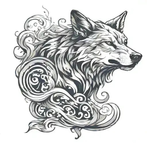 Wolf And Smoke Swirling