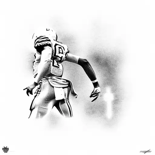 Quarterback Walking Away With Christian Cross In Background