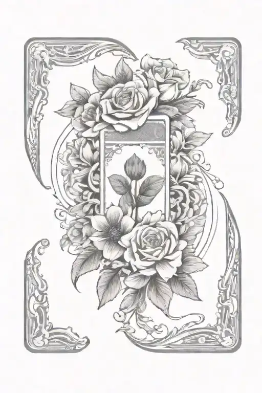 Western Playing Cards With Flowers Symbolizing