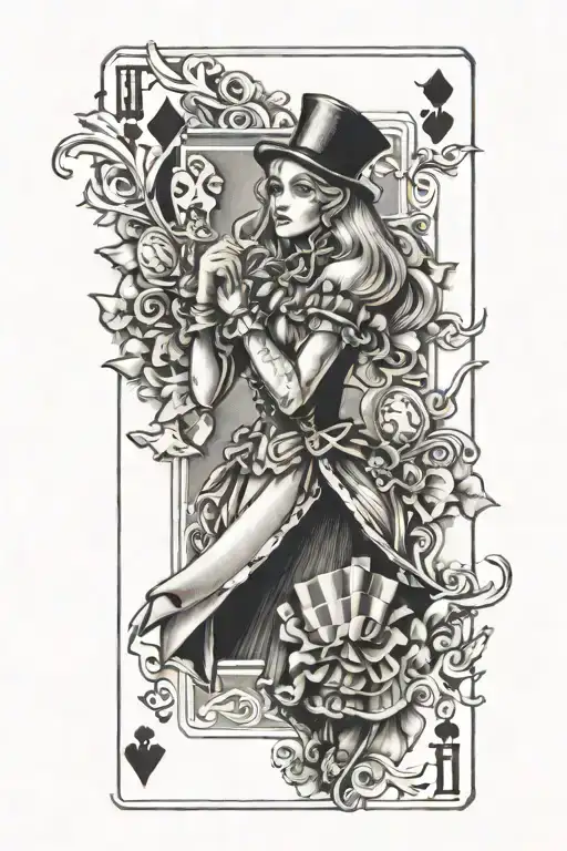 Playing Card And Alice In Wonderland