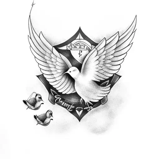 Forearm Tattoo The Serenity Prayer With 2 Small Doves And A Cloud Background