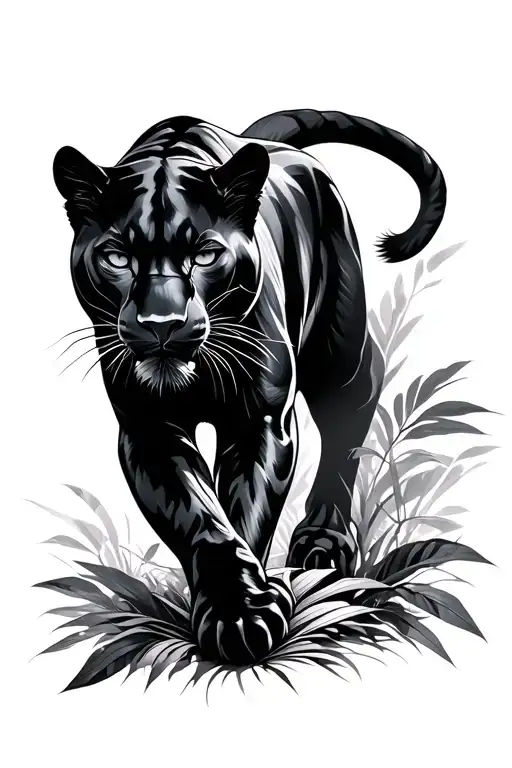 Black Panther Walking Through Jungle
