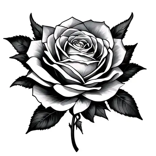 Japanese Demon Worked With A Rose With Details