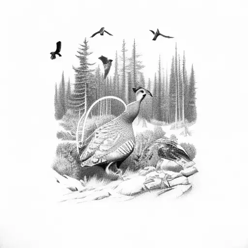Woodcock And Grouse In A Forest