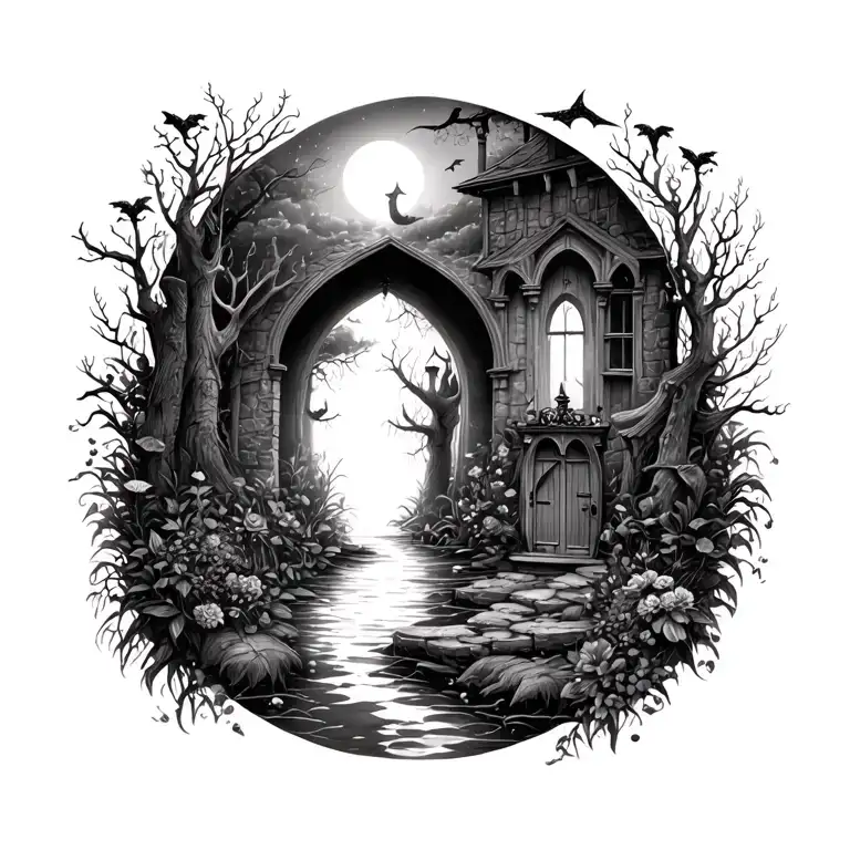 Magical Haunted Garden Scene