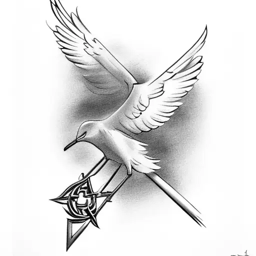 German Cross With A Flying Crane