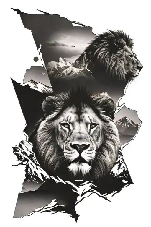 Lion And Mountain Range