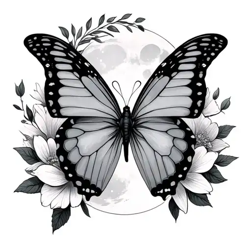 Novemeber Flowes Butterfly Moon And Dream